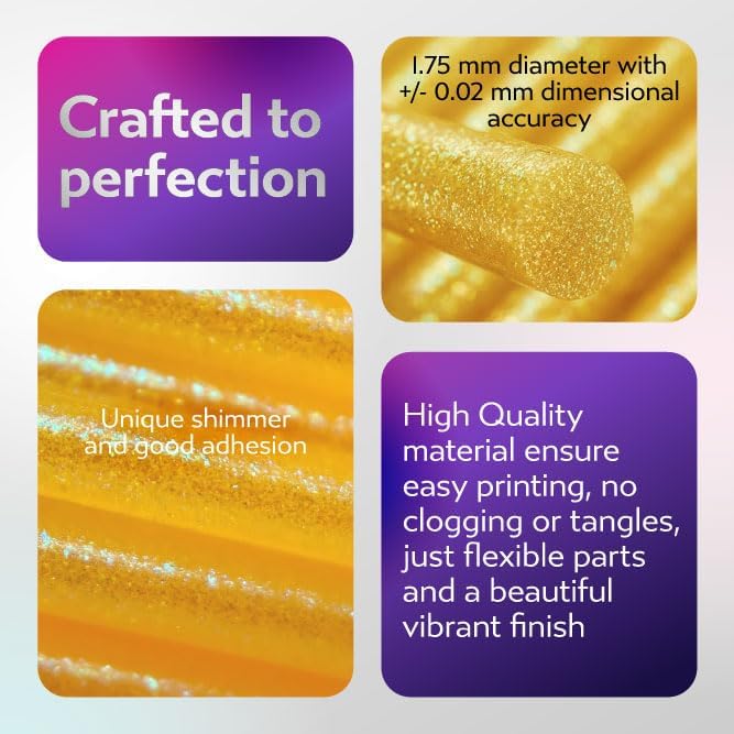 Cookiecad TPU Filament 1.75mm 1kg Iridescent Glitter 3D Printer Filament - Solar Flare TPU