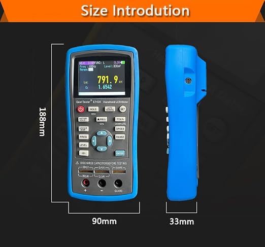 ET433 Handheld LCR Meter 10Hz~100KHz 1Hz Stepping - Digital Portable Bridge Tester for Resistance, Capacitance, Inductance Measurement | LCD Display | Data Hold | Electronics Component Testing Tool