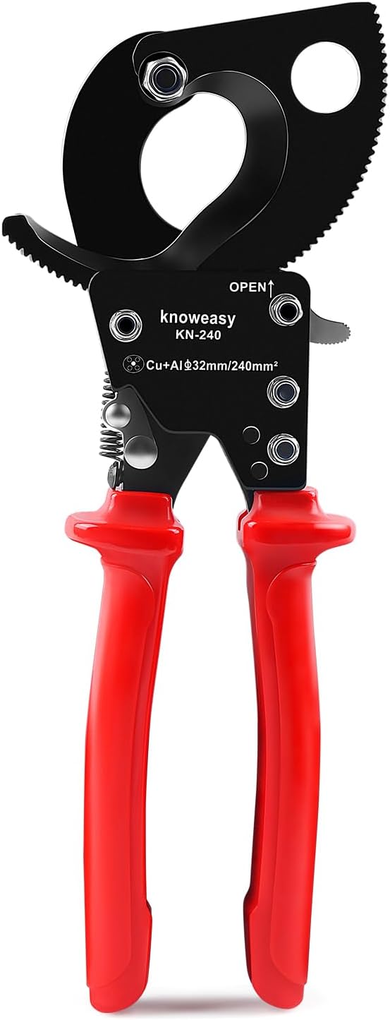 Knoweasy KN-240 Upgraded Cable Cutter and Ratchet Wire Cutter Works for Aluminum and Multi-core Cables up to 240mm
