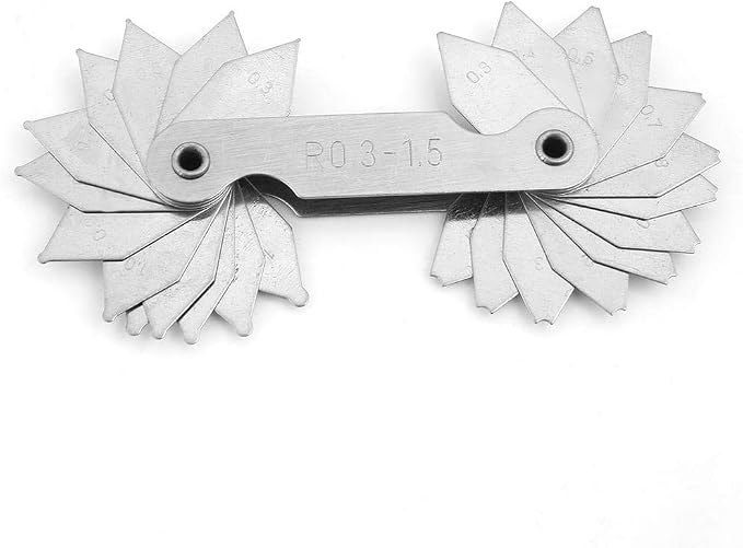 Radius Gauge Set ，4pcs Stainless Steel Radius Fillet Gauge Measuring Tool R0.3-1.5/ R1-6.5/ R7-14.5/ R15-25