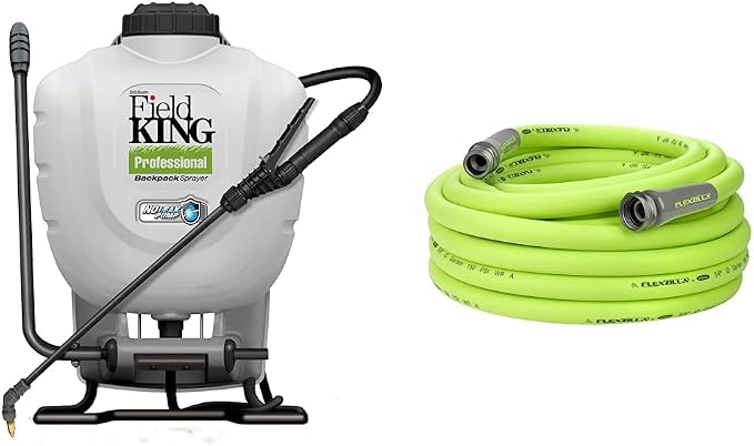 D.B. Smith Field King 190328 Backpack Sprayer, 4 Gallon, & Flexzilla Garden Hose 5/8 in. x 50 ft, Heavy Duty, Lightweight, Drinking Water Safe, ZillaGreen - HFZG550YW-E