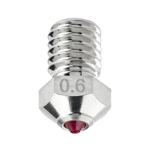 Ruby Nozzle 0.6mm for E3D V6 Hotend, Prusa i3 MK3S / MINI, Anycubic i3 Mega/Kobra/Kobra Neo 3D Printer and More, Hardened & Abrasion Resistant, Nickel Plated Copper