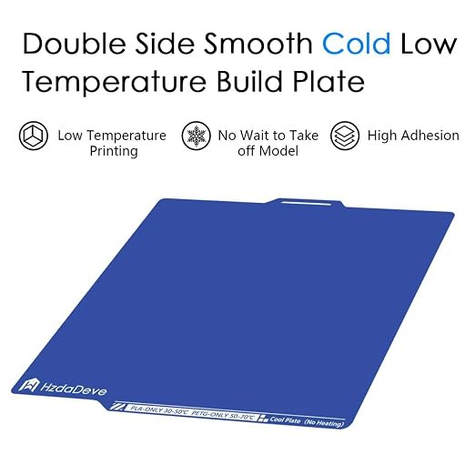 HzdaDeve Upgraded Cool Plate for Lab X2D/P2S/P1P/P1S/A1/X1C Low Temperature Cold Build Plate 257.5x257.5MM Double Sided Smooth Board Sheet Bed PEI Platform for Bambu Lab Printer (No Heating/No Glue)
