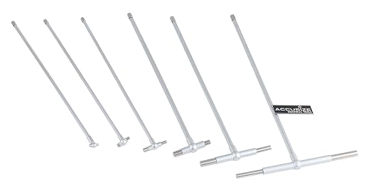 Accusize 12" Long Reach Telescoping Gage Set 5/16 in-6 in, 6 Pc, 3602-5012 | Satin Chrome Finish, Self-Centering Double-Action, Hardened Tool Steel Contacts, Plastic Case,