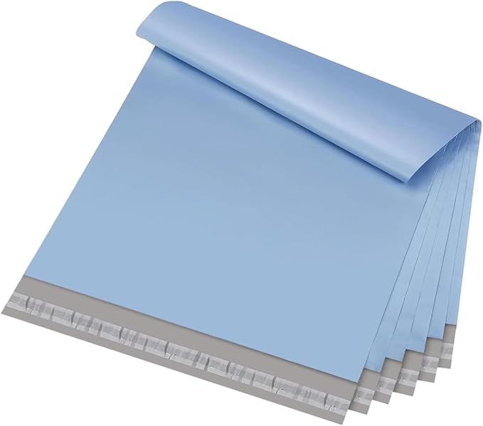 Metronic Poly Mailers 12x15.5 50PC Shipping Bags for Clothing Medium Size, Self-Seal Waterproof Poly Bags Shipping Envelopes, Durable Plastic Package Mailing Bags for Small Business, Light Blue