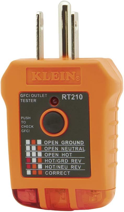 Klein Tools ET140 Pinless Moisture Meter & RT210 Outlet Tester, Receptacle Tester for GFCI/Standard North American AC Electrical Outlets, Detects Common Wiring Problems