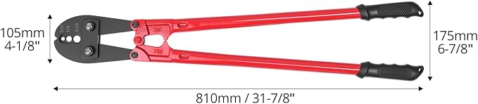 QWORK Hand Swager Crimping Tool 30" – for Aluminum & Copper Sleeves on 5/32", 1/4", 5/16" Wire Ropes