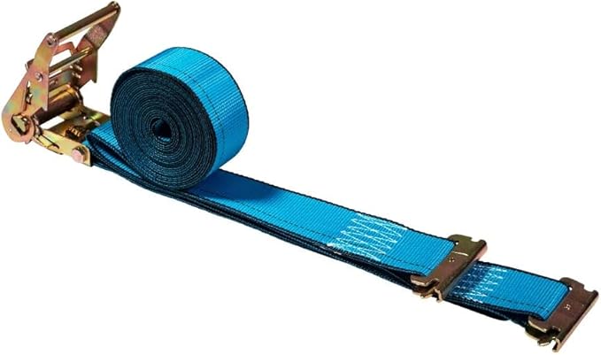 Mytee Products 2'' x 20' E Track Straps w/Spring E-Fittings - Blue Ratchet Etrack Straps w/Heavy Duty 4000 lbs Breaking Strength for Enclosed Trailers, Trucks & Vans