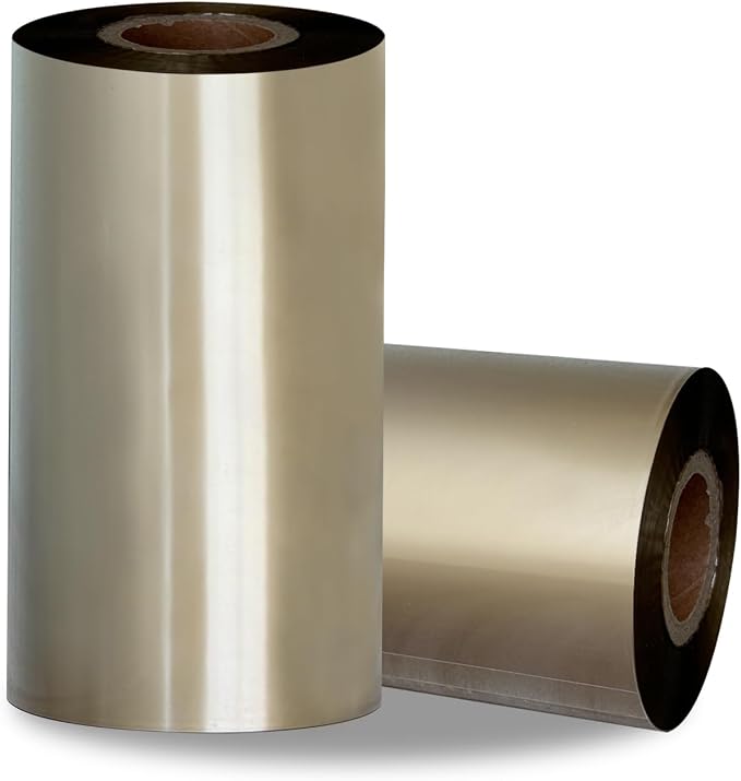2 Rolls 4.33" x 984'(110mm x 300m) Gold, Wax/Resin Thermal Transfer Ribbon, Core 1", Ink Outside, Barcode Ribbon Compatible with Zebra Printer