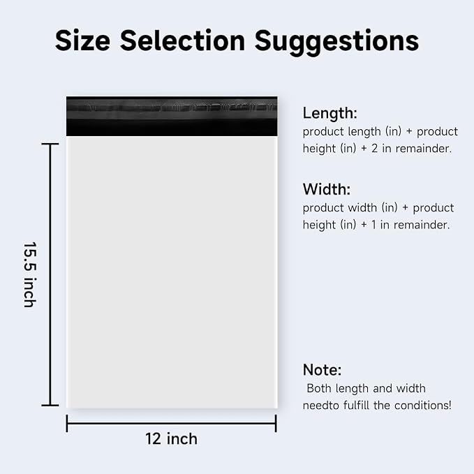 Poly Mailers Shipping Bags with Strong Adhesive, Waterproof Mailing Bags for Clothing, T-Shirts, and Small Business Shipping