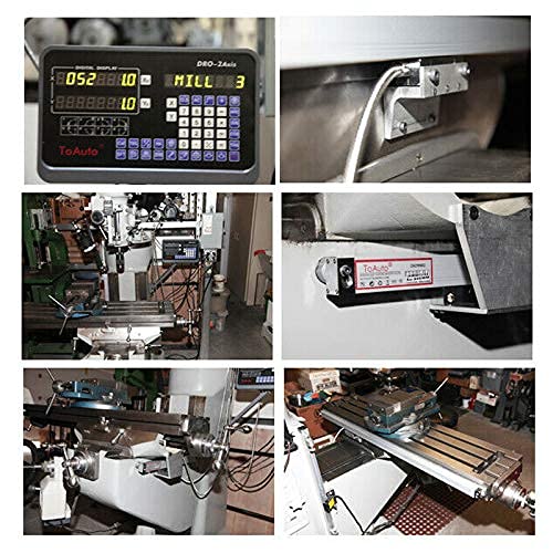TOAUTO Digital Readout 2 Axis 3 Axis DRO Display Linear Scale 250mm 10" Precision 5um for Bridgeport/Knee Milling Lathe EDM Mill Machine