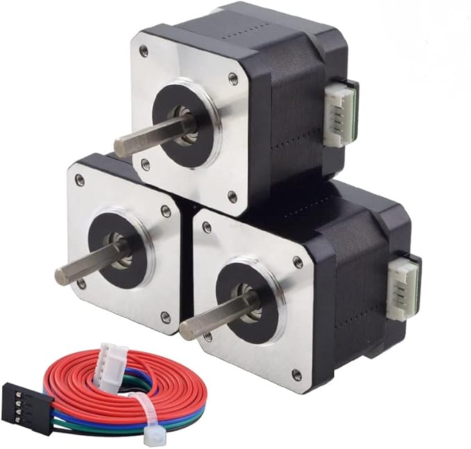 STEPPERONLINE Nema 17 Stepper Motor Bipolar 1.5A 42Ncm 42x42x38mm 1.8deg 4 Wires with 1m Cable and Connector (5 Pack)