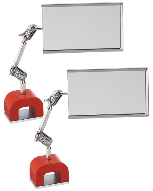 2 pcs Inspection Mirror with Magnetic Base Welding Mirror Adjustable Arm Machine Tool for Auto Mechanics Machinists Craftsmen Technicians Use in Confined Spaces