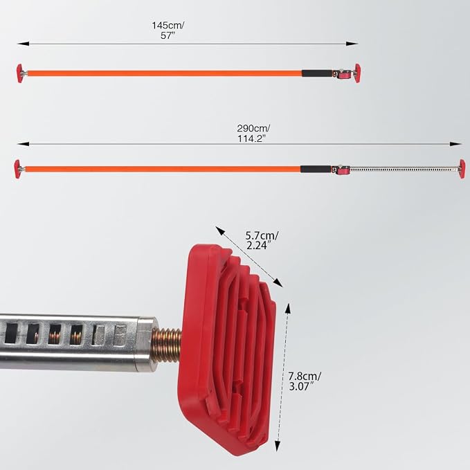 3rd Hand Support System, Quick Support Rod, 264LBS/120KG Capacity per Pair, Extends from 57'' to 114'', Adjustable Pole for Cabinet Installing Cargo Bars Drywall Support, 2 Pack