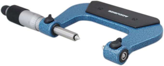 Accusize Industrial Tools 1-2'' X 0.0001'' Screw Thread Micrometer with 5 Anvil in Fitted Box, S916-C751 | 5 Anvil Sets: 44-28, 24-14, 13-9, 8-5, 4.5-3.5 TPI, 0.0001" Resolution, ±0.00016" Accuracy