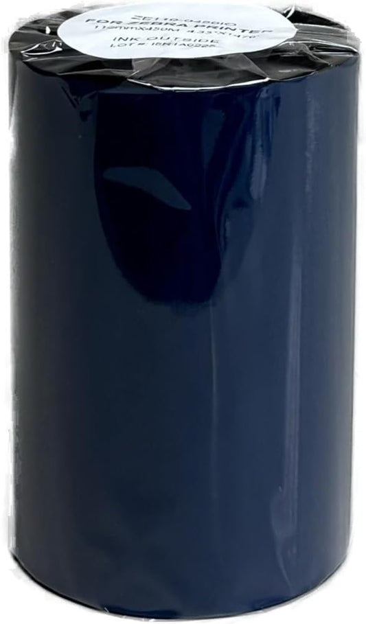 Wolfbarco 6 Rolls 4.33" x 1476' 110mm x 450m Premium Resin-Enhanced Wax Ribbon, Black Barcode Thermal Transfer Ribbon 1" Core Coated Ink Outside (CSO) for Zebra, Printronix, Godex, Citizen Printers