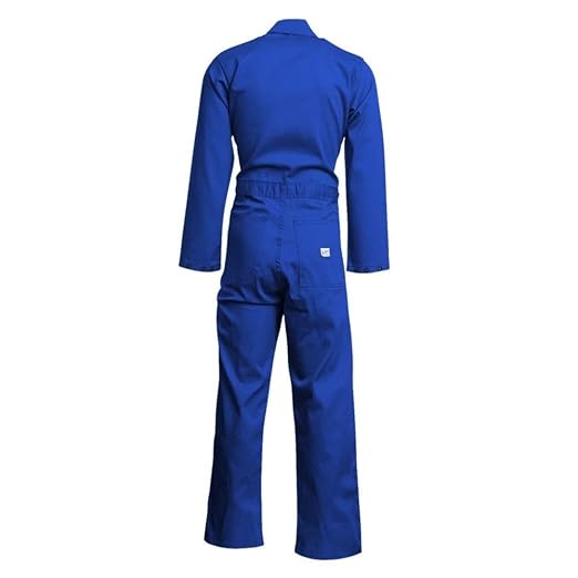 Lapco FR CVEFR7RO-6XL TL Flame Resistant Economy Coveralls, 100% Cotton Twill with Moisture Management, HRC 2, NFPA 70E, 7 oz, 6X-Large Tall, Royal