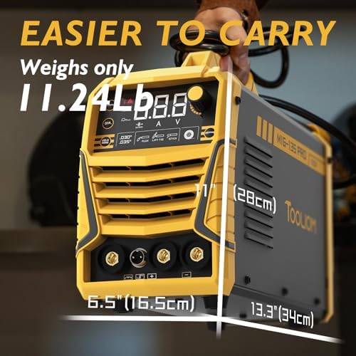 TOOLIOM 135A Gasless Flux Core MIG Welder & Solar Power Auto Darkening Welding Helmet