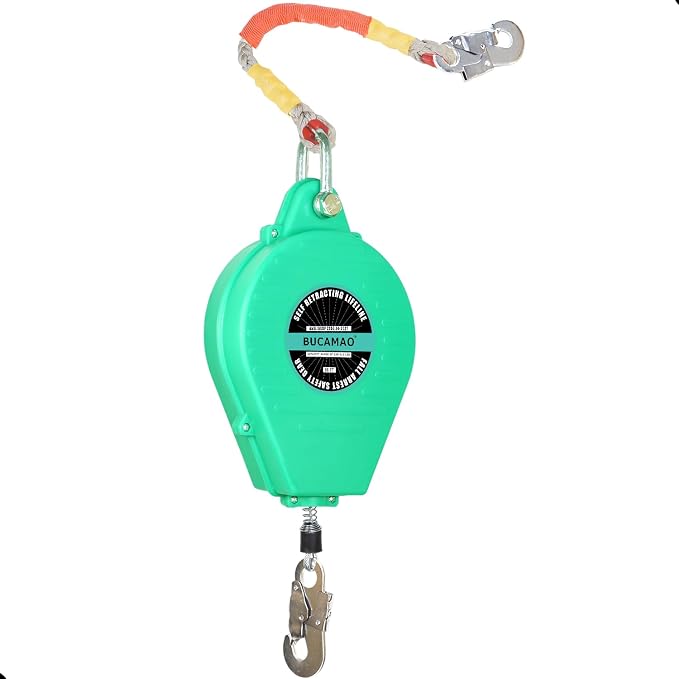 Steel Wire Self Retracting Lifeline, 66FT BUCAMAO Retractable Lanyard | Srl Fall Protection, Retractable Safety Lanyard, Safety Harness Yoyo, Safety Harness Fall Protection Kit, Fall Arrestor
