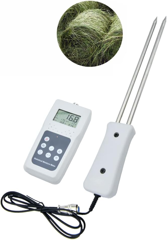 MS680H Double Needle Hay Forage Statistical Moisture Meter Tester 11 inch Probe With Data Storage Function
