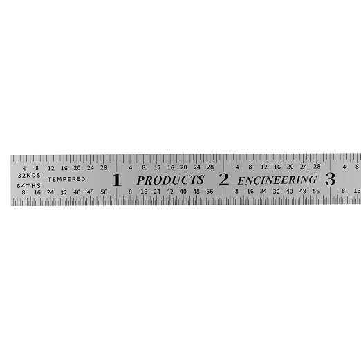 PEC Tools Made in USA Machinist Rule, 6" Flexible Steel Rule (3 Pack), Markings 1/10",1/50",1/32",1/64" for Professionals