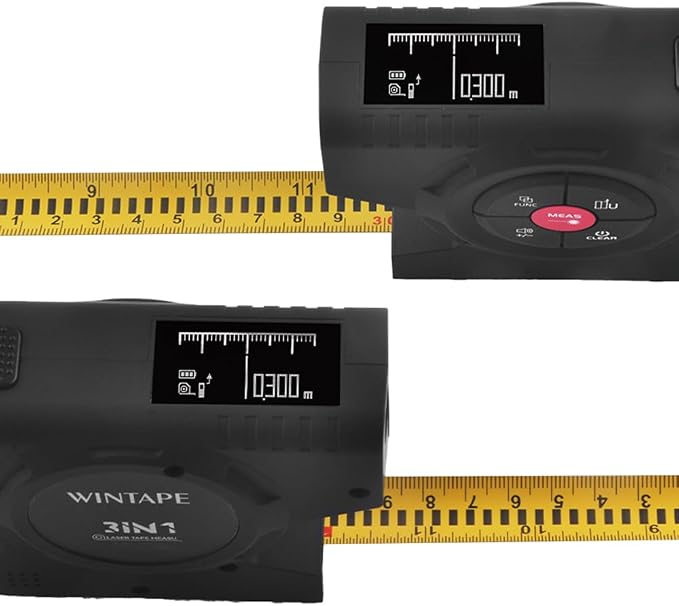 164ft 3-in-1 Digital Tape Measure, USB Rechargeable with Display | Laser Measurement Tool with in/m Unit Switch
