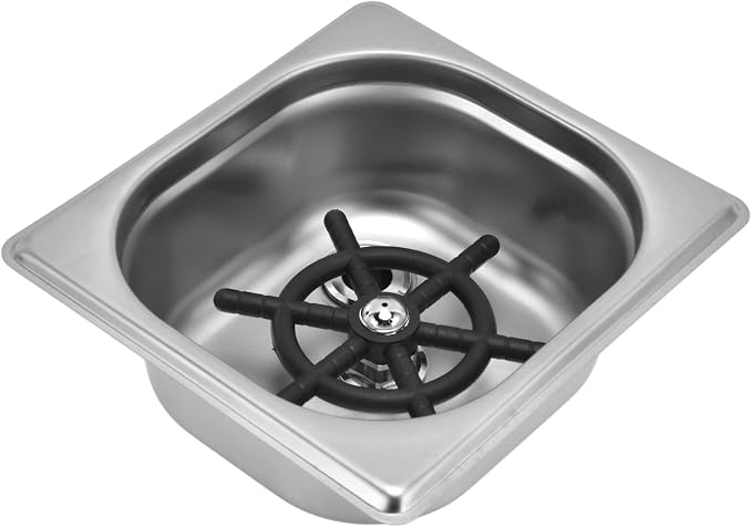 Glass Rinser, Square Stainless Steel Automatic Cup Washer Cleaner Quick Rinser Kitchen Sink Accessories for Bar Pub Restaurant Coffee Shop Hotel Silver