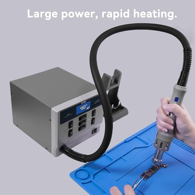 ATTEN ST-862D 1000W Hot Air Rework Station with 8 Nozzles,Heat Resistant Soldering Mat,2 Pcs Anti-Static ESD Tweezers,Intelligent Lead-free Hot Air Gun Soldering Station For Phone PCB Chip Repair