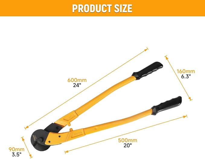 Hoteche 24-Inch Heavy Duty Wire Rope Cutter, Steel Wire Cutters Heavy Duty Industrial Strength Cable Cutter for Hard Wire Ropes, Stainless Steel Wire Visit the MAXPOWER Store