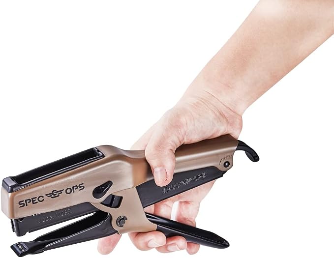 Spec Ops Tools Elite Duty Plier Stapler for Packaging, All-Metal, Compatible with 7/16" Crown, 1/4" and 3/8" Leg Length Staples, 50 Sheet Capacity