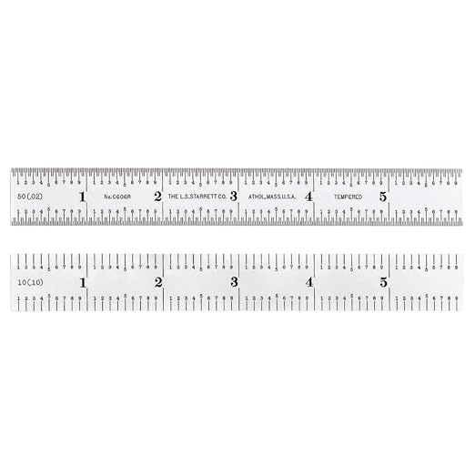 Starrett Spring Tempered Steel Rule with Satin Chrome Finish, Quick Reading and Inch Graduation - 6" Length, 6R Graduation Type, 3/64" Thickness - C606R-6