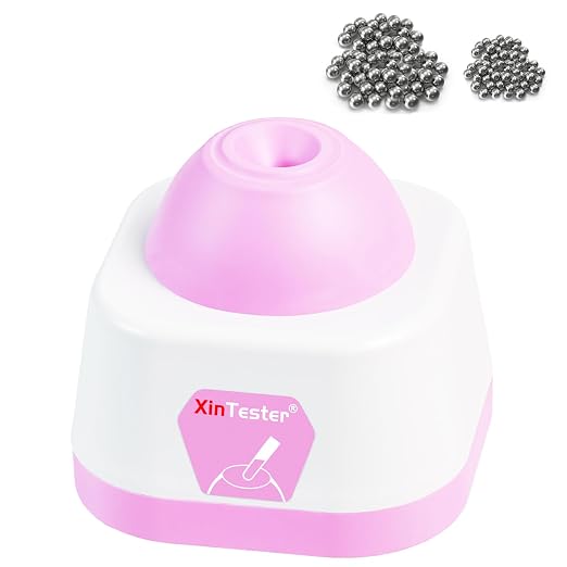 Xin Tester Lab Mini Vortex Mixer, 100ml DIY Model Paint Shaker Nail Polish Mixer Machine 3000RPM, Eyelash Adhesives Pigment Tattoo Ink Mixing with 120pcs Balls - Pink