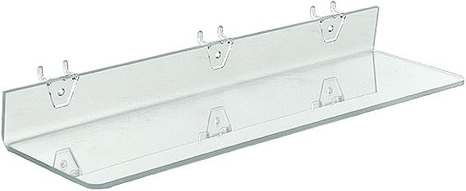 Azar Displays 556013 Clear Acrylic Shelf for Pegboard or Slatwall (4 Pack)