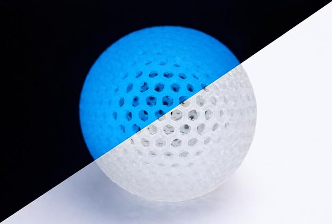PEBA Filament High Rebound Flexible Filament Super TPU Nylon Based Strength 1.75mm 78% Energy Return Bouncy Airless Basketball Lightweight 3D Printer Filament SpoolHaus Superbounce (Glow Blue, 1kg)