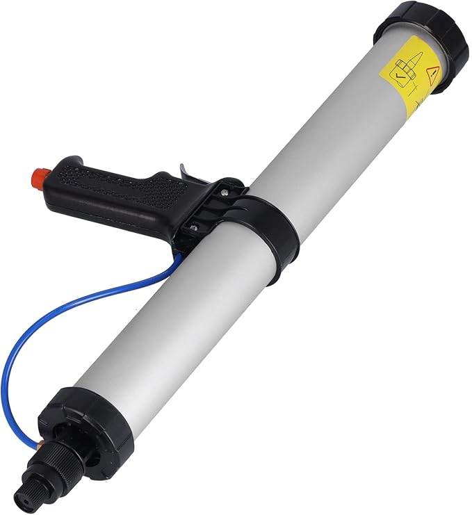 Pneumatic Caulking Gun, 600ml Air Powered Caulk Gun Aluminum Alloy Sausage Caulking Gun, Caulking Gun with 6 x Nozzle, for Building Decoration, Ships Containers
