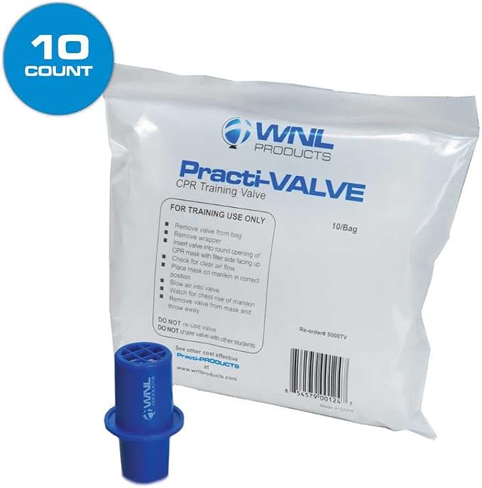 WNL Products WL120ES10-ABUNDLE For training use only AED Defribrillator Practi-Trainer Essentials Base with 10 Pack Practi-VALVE disposable CPR Training Valve Combo Kit
