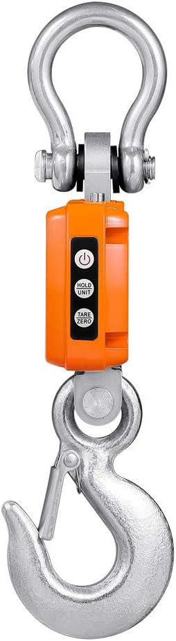 Klau 1000kg 2000 lb Crane Scale Orange | Heavy Duty, Hanging Scale, Touch Key LCD Display, With Remote