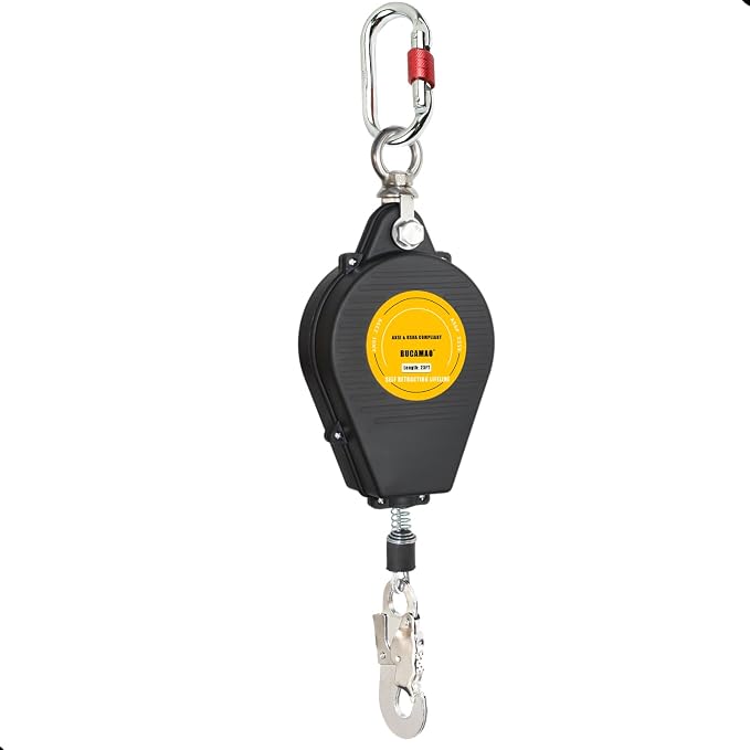 Swivel Top Self Retracting Lifeline, BUCAMAO 23FT Retractable Lanyard, SRL | Steel Wire, Srl Fall Protection, Retractable Safety Lanyard, Safety Harness Yoyo, Fall Protection Kit, Fall Arrestor