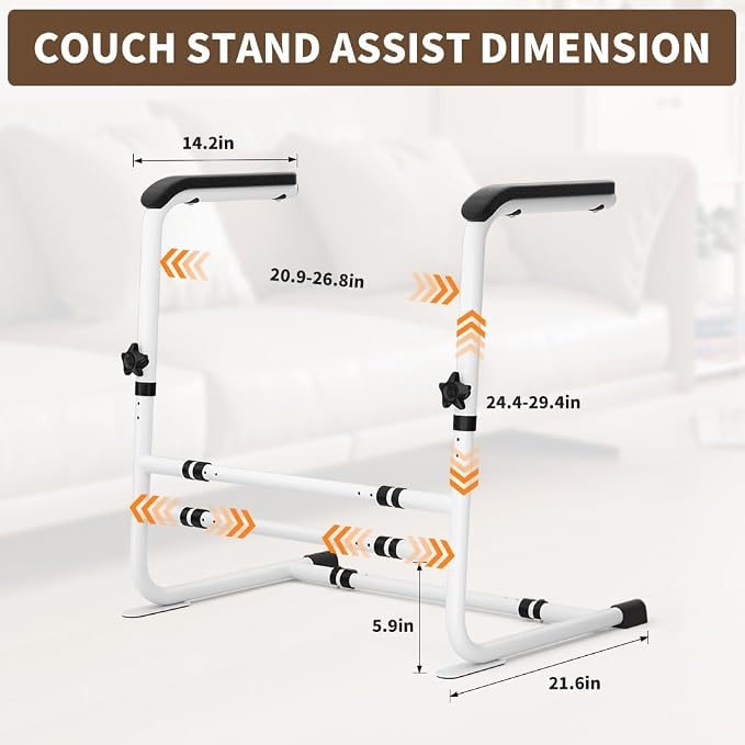 SMONTER Couch Stand Assist-Chair Lift Assist Aid for Elderly Sit to Stand Daily Safety Mobility Support Handle Rails Aid, Height & Width Adjustable, for Couch Sofa Chair Toilet Bed 450lbs Capacity