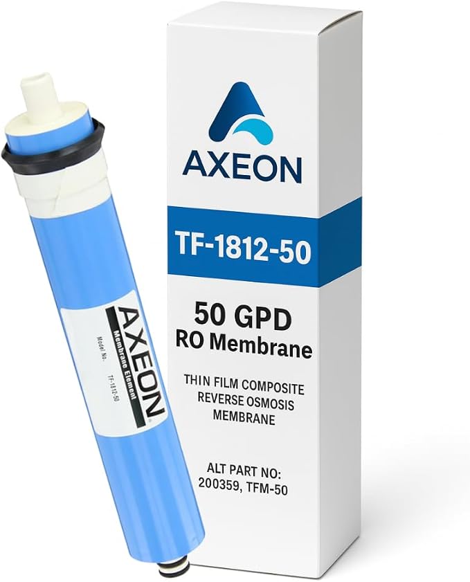 AXEON TF-1812-50 Reverse Osmosis TFC 50 GPD Membrane – Genuine OEM Replacement RO Element for Under-Sink Residential Drinking Water Filtration Systems, 200359