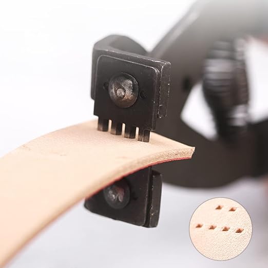 WUTA Leather Piercer Leather Craft Hole Punch Tools Hand-Held Silent Pliers Diamond Sewing Stitching Chisel Pricking Iron 4mm (2 Teeth)