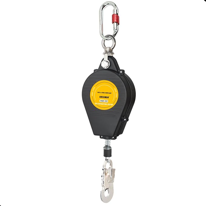 Swivel Top Self Retracting Lifeline, BUCAMAO 33FT Retractable Lanyard, SRL | Steel Wire, Srl Fall Protection, Retractable Safety Lanyard, Safety Harness Yoyo, Fall Protection Kit, Fall Arrestor