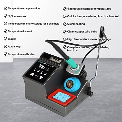 SUGON A9 245 Soldering Station, 120W Soldering Iron Station Kit,3 Seconds Fast Heating up 716℉, 212℉-842℉, 3 Temperature Storage, ℃/℉, 3 Soldering Iron Tips, Quick Change Soldering Iron Tips Holder