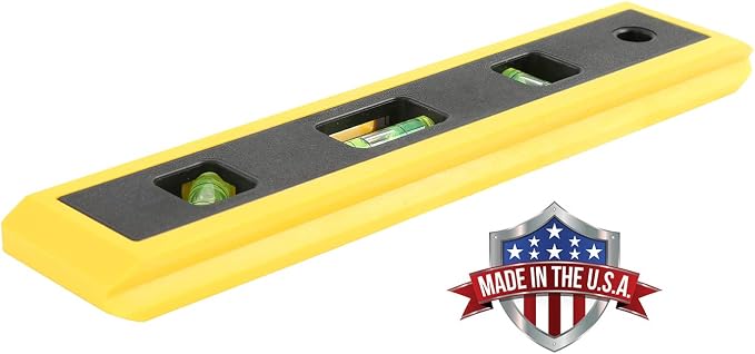Torpedo Level 9-Inch, Small Level Made in USA, For Flat and Curved Surfaces