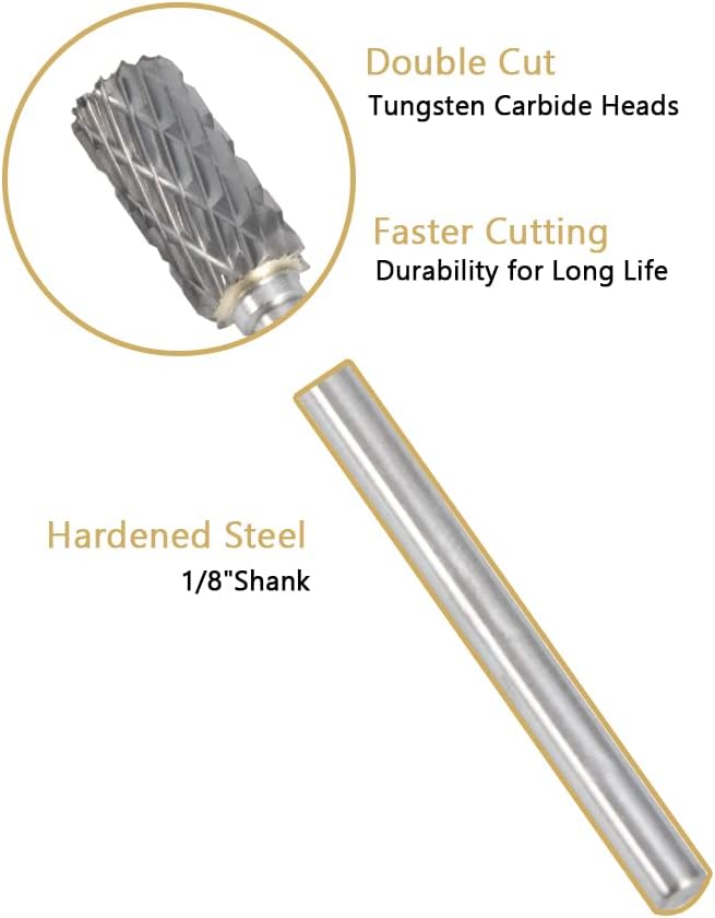 HIDOTOL Carbide Burr Set 20PC 1/8" Shank – 3mm Tungsten Double Cut Carbide Rotary Burr Set for Metal and Wood Carving, Grinding, Polishing, Engraving, Drilling.