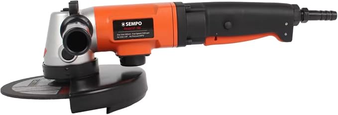 Sempo Heavy Duty 7-Inch Pneumatic Air Angle Grinder – 7500 RPM Industrial Grade Tool for Metal Grinding, Polishing, Cutting, Rust Removal, Automotive, Welding, Woodworking