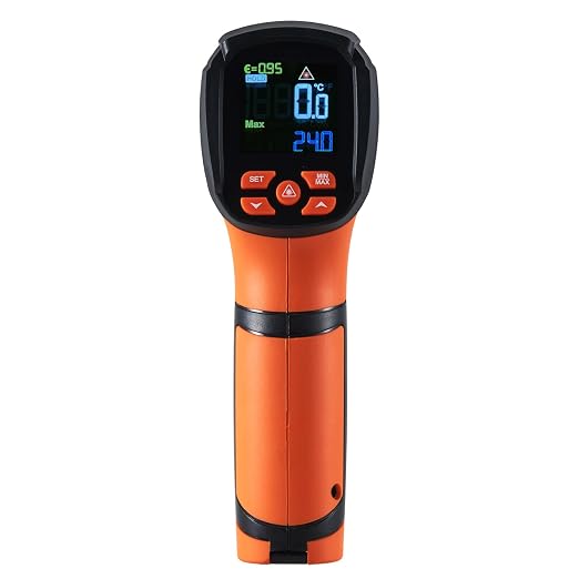 VEVOR Infrared Thermometer, -40°F~2732°F Dual Laser Temperature Gun Non-Contact, Handheld IR Heat Temperature Gun & Adjustable Emissivity for Metal Smelting/Cooking/Pizza Oven/Engine (Not for Human)
