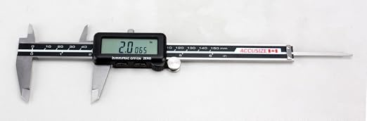 Accusize Industrial Tools Digital Caliper, 6 in/150 mm, 1110-0818 | 150 mm/6 in Range, 0.01 mm/0.0005 in/1/128 in Resolution, ±0.03 mm Accuracy, Metric/Inch/Fractional, Full Screen LCD