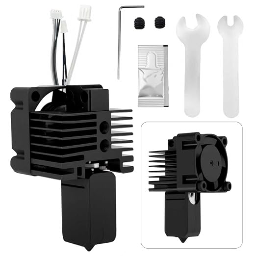 Bamboo X1, X1C Hotend Kit, Complete Assembly Kit for X1 Series 3D Printer, Hardened Steel Hot End with Fan,0.4mm Nozzle,Ceramic Heater,Thermistor,Heat Block, Fan and Extruder Heating Block Replacement