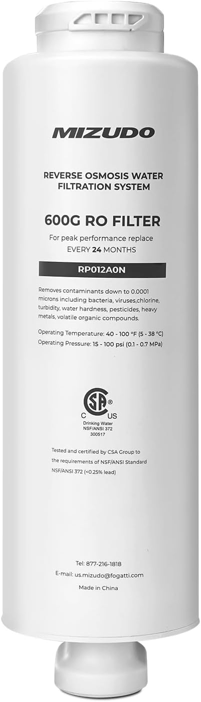 RO Filter Replacement for MIZUDO 600GPD Pureflo Reverse Osmosis Water Filter, 8 Stage Tankless Reverse Osmosis System, 3:1 Pure to Drain, RO Water Filtration System for Drinking Water Under Sink